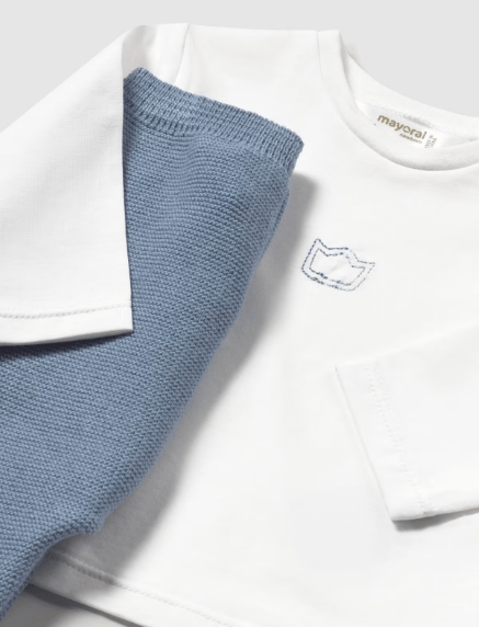 CONJUNTO 3 PIEZAS TRICOT AZUL