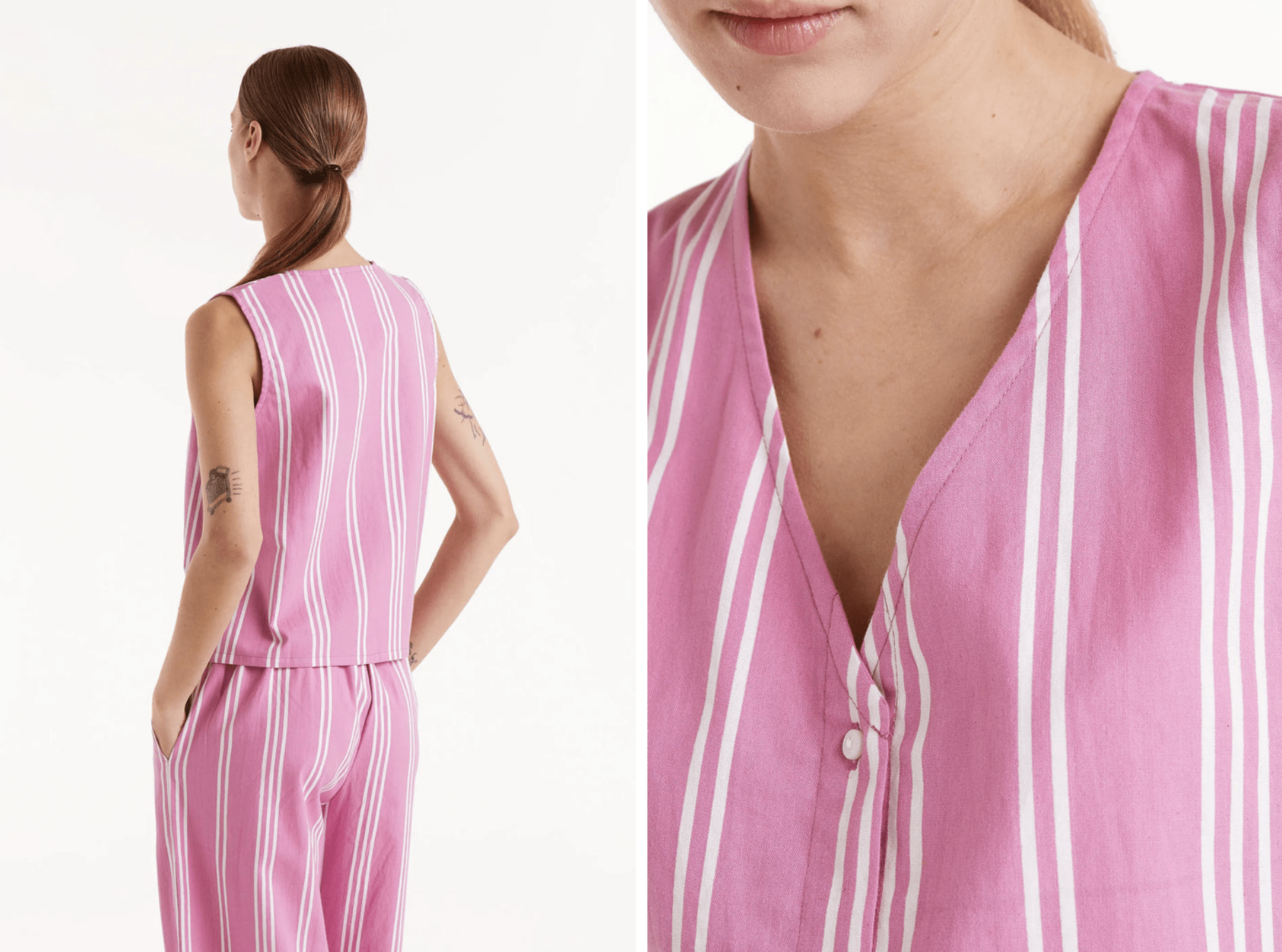 TOP ESTAMPADO DE RAYAS ROSAS