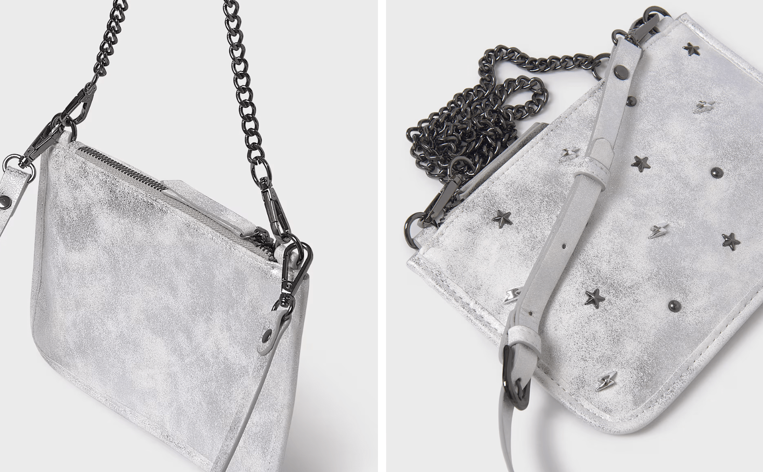 BOLSO PLATEADO TACHAS