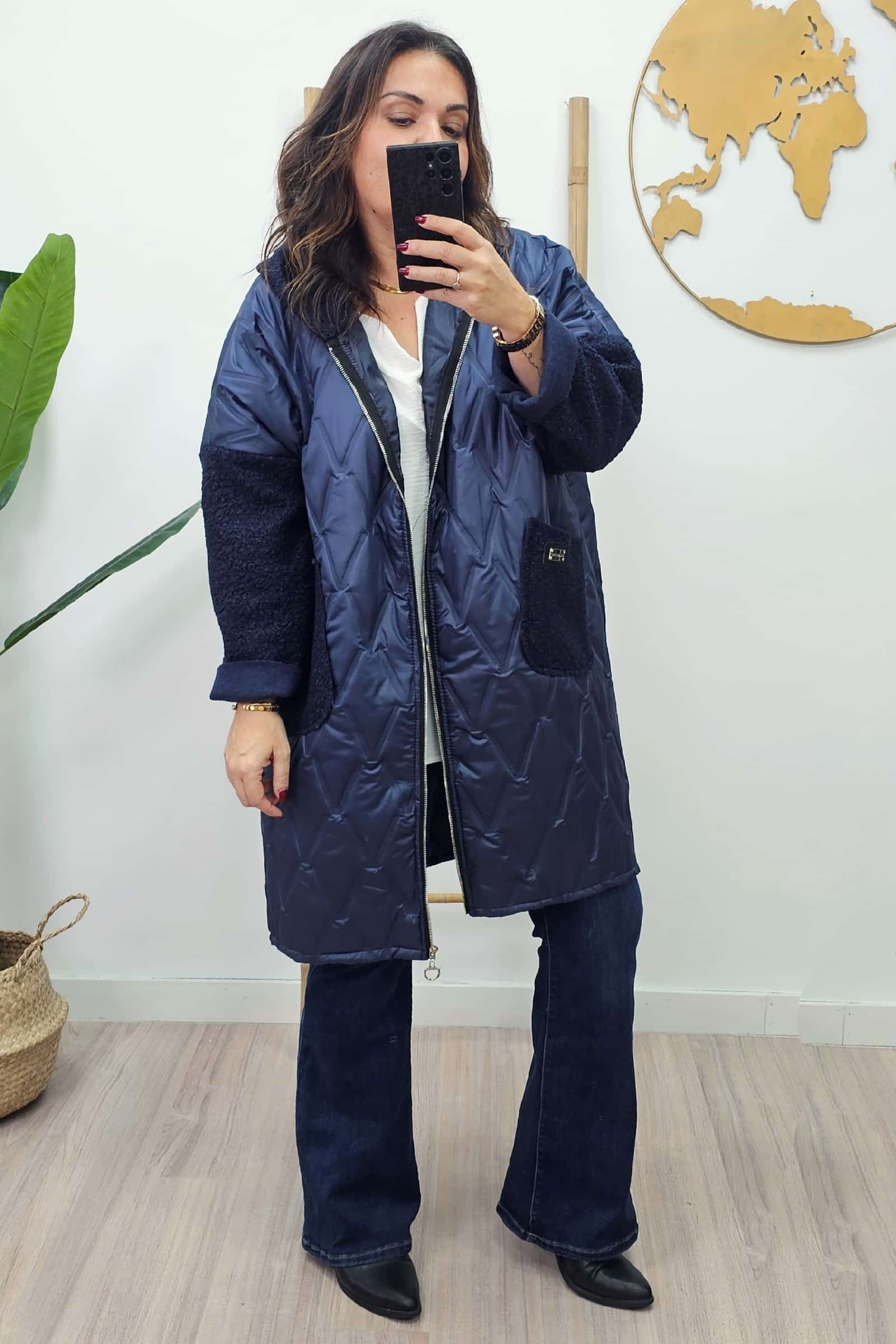 Abrigo Largo Combinado Marino