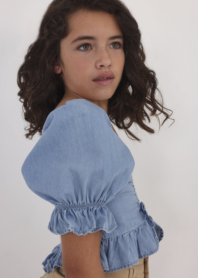 TOP VAQUERO CON PUNTO SMOCK PARA CHICA